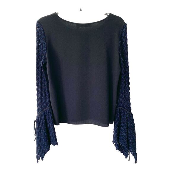 See by Chloe Black Knitted Crochet Flares Bell Sleeve Top size 38 Medium - Picture 6 of 8